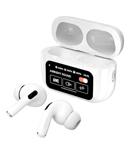 [q17w96dxbeh] Audífonos Bluetooth Con Pantalla Inalámbricos Blancos Agregar a favoritos tipo iphone sin cancelacion de ruido A9 