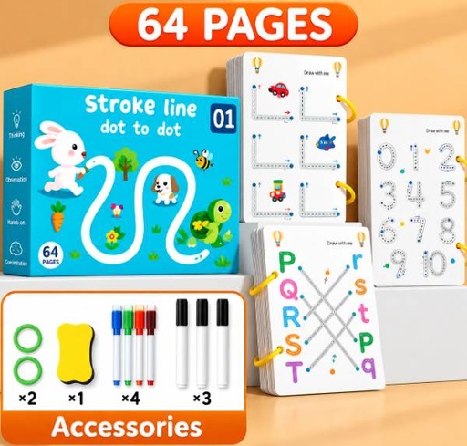 [wgux2nmp4rr] Cuaderno Trazos Niños 64h Borrable Reutilizable Caligrafía