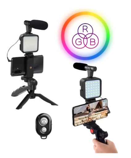 [AY-49RGB RGB] AY-49RGB RGB - ESTABILIZADOR PARA CELULAR CON LUZ RGB MICROFONO Y CONTROL
