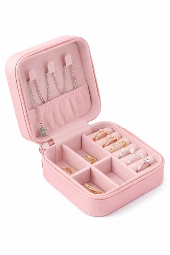 [B007] B007 - JOYERO MINI ALAJERO ORGANIZADOR PARA VIAJE O RECUERDITOS COLOR ROSA